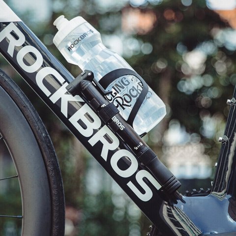 Ręczna mała pompka rowerowa z uchytem do ramy roweru + wkrętak - czarna ROCKBROS
