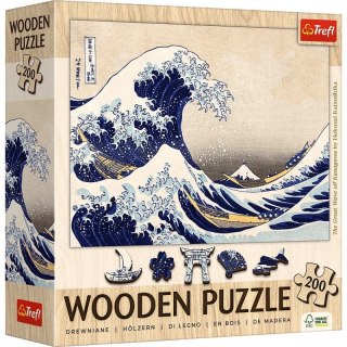 Puzzle drewniane 200 elementów Wielka Fala w Kanagawie Hokusai Katsushika Trefl