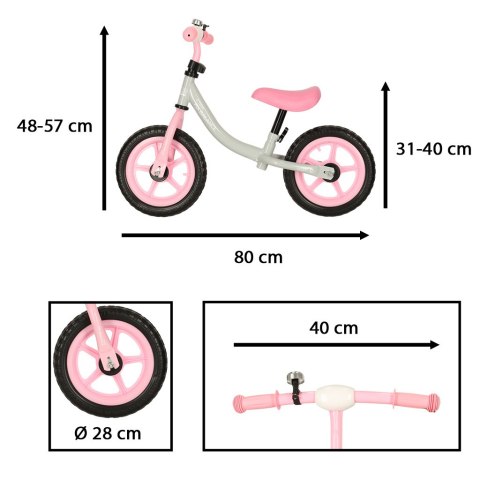 Rowerek biegowy Trike Fix Balance ultra lekki 1,8kg Szaro-Różowy