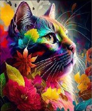 Diamentowa mozaika - Kot w kolorze, liściaste tło Norimpex