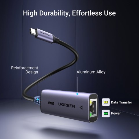 Adapter karta sieciowa Ethernet USB-C - RJ45 2.5G szary UGREEN