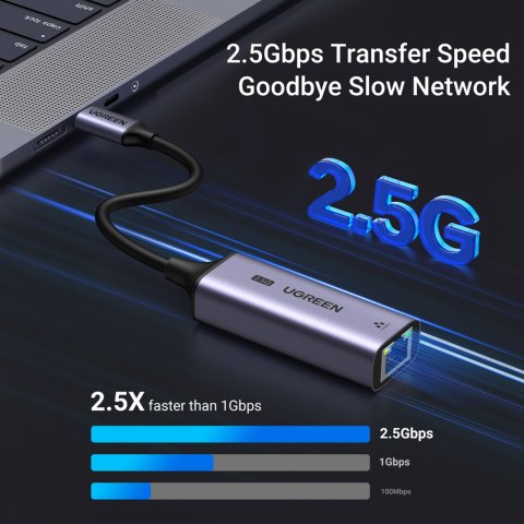 Adapter karta sieciowa Ethernet USB-C - RJ45 2.5G szary UGREEN