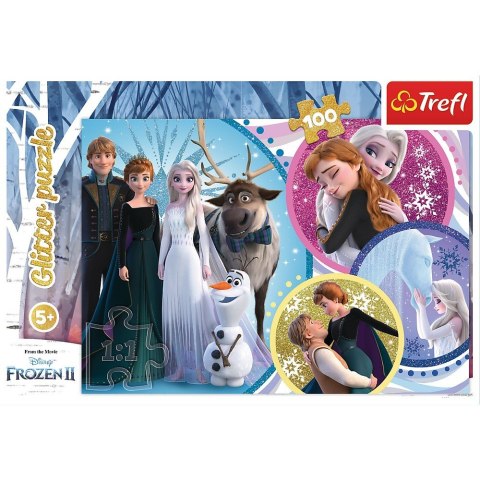 Puzzle 100 elementów Glitter W blasku miłości Frozen 2 Trefl