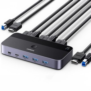 2w1 Przełącznik switch HDMI / USB-A / USB-B / USB-C / microUSB czarny UGREEN