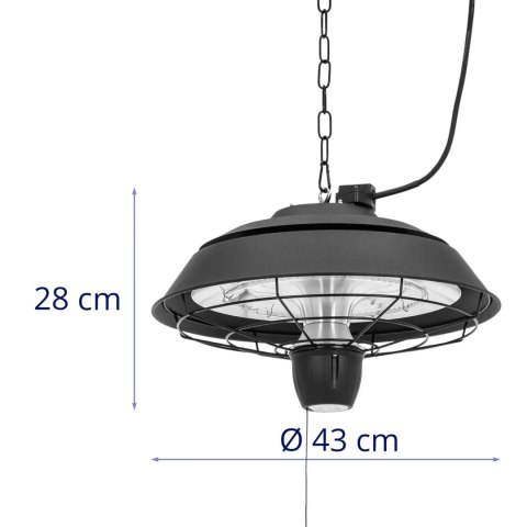 Lampa grzewcza tarasowa na podczerwień wisząca 1500 W UNIPRODO