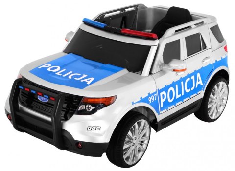 Auto SUV Policja na akumulator dla dzieci + Syreny + Światła + Megafon + Pilot + Wolny Start + EVA + Naklejki