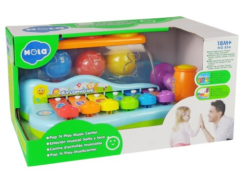 Edukacyjne Cymbałki Dla Malucha Młoteczek 6 Tonów Niebieskie LEAN Toys