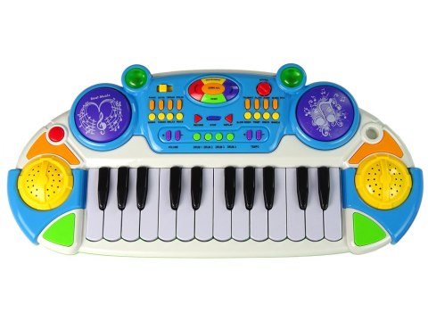 Organy Keyboard Krzesełko Mikrofon Niebieski LEAN Toys