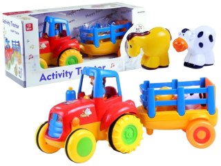 Traktor Przyczepa Zwierzątka Gra Świeci Odgłosy LEAN Toys