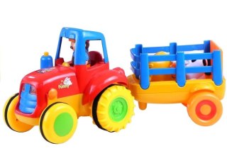 Traktor Przyczepa Zwierzątka Gra Świeci Odgłosy LEAN Toys