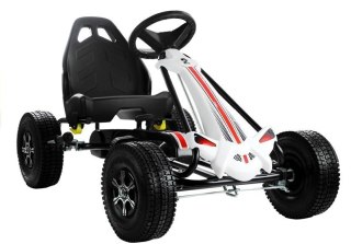 Gokart Biało-Czarny Monster Na Pedały Pompowane Koła LEAN Toys