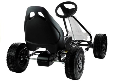 Gokart Biało-Czarny Monster Na Pedały Pompowane Koła LEAN Toys