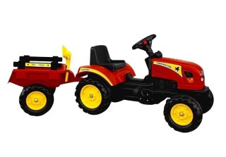 Traktor Branson z Przyczepą czerwony Pedały 135 cm LEAN Toys