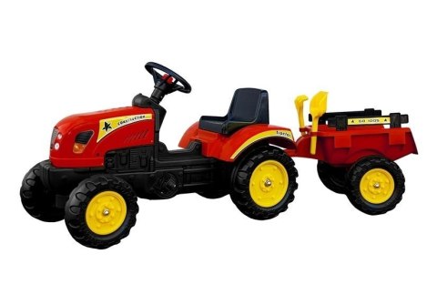 Traktor Branson z Przyczepą czerwony Pedały 135 cm LEAN CARS