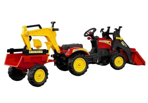 Traktor z Przyczepą i Łyżką na Pedały Benson Czerwony LEAN Toys