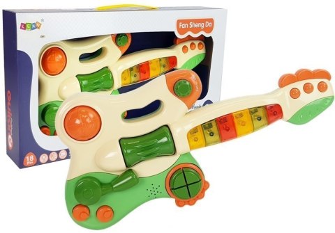 Interaktywna Gitara Pianinko Dla Dzieci Dźwięk Światło Zielona LEAN Toys