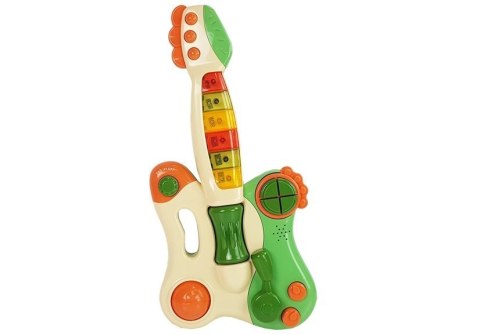 Interaktywna Gitara Pianinko Dla Dzieci Dźwięk Światło Zielona LEAN Toys