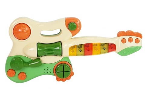 Interaktywna Gitara Pianinko Dla Dzieci Dźwięk Światło Zielona LEAN Toys