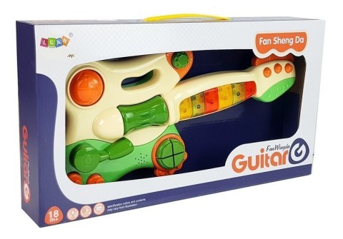 Interaktywna Gitara Pianinko Dla Dzieci Dźwięk Światło Zielona LEAN Toys