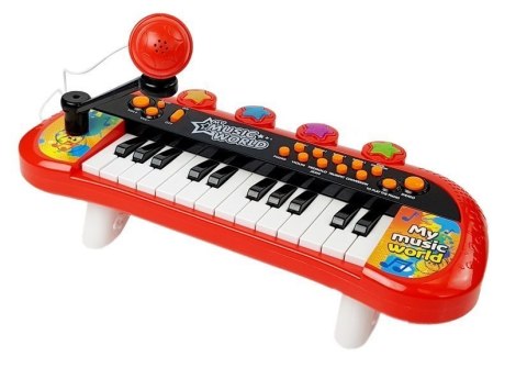 Keyboard Pianinko 24 Klawisze USB Mikrofon Czerwony LEAN Toys