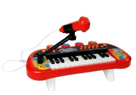 Keyboard Pianinko 24 Klawisze USB Mikrofon Czerwony LEAN Toys