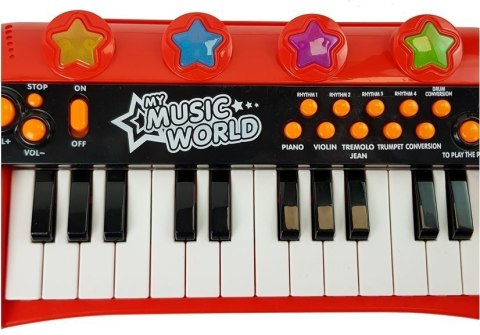 Keyboard Pianinko 24 Klawisze USB Mikrofon Czerwony LEAN Toys