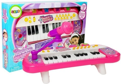 Keyboard Pianinko 24 Klawisze USB Mikrofon Różowy LEAN Toys