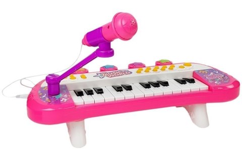 Keyboard Pianinko 24 Klawisze USB Mikrofon Różowy LEAN Toys