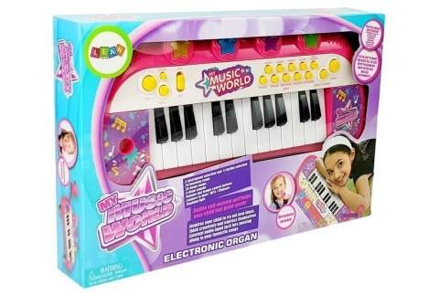 Keyboard Pianinko 24 Klawisze USB Mikrofon Różowy LEAN Toys