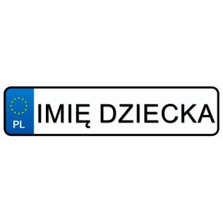 Tablice Rejestracyjne Naklejka Imię Twojego Dziecka LEAN CARS