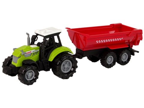 Zielony Traktor z Czerwoną Przyczepką Dźwięk LEAN Toys