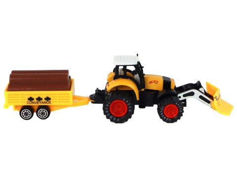 Traktor Z Przyczepą Koparka Spychacz Maszyna Żółty Zielony Czerwony LEAN Toys