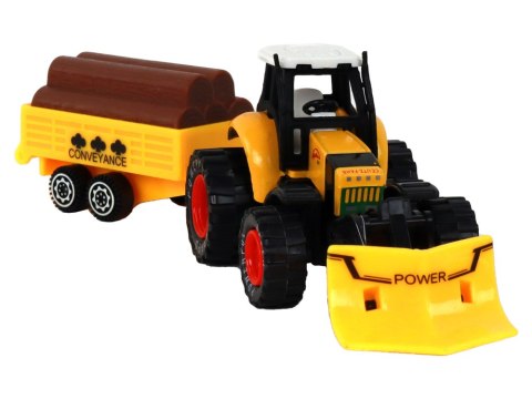 Traktor Z Przyczepą Koparka Spychacz Maszyna Żółty Zielony Czerwony LEAN Toys