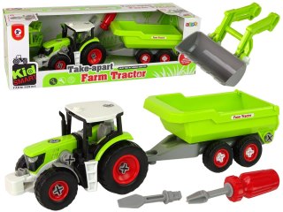 Traktor z Naczepą do Rozkręcania Zielony LEAN Toys