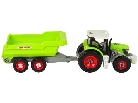 Traktor z Naczepą do Rozkręcania Zielony LEAN Toys