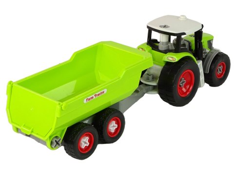 Traktor z Naczepą do Rozkręcania Zielony LEAN Toys