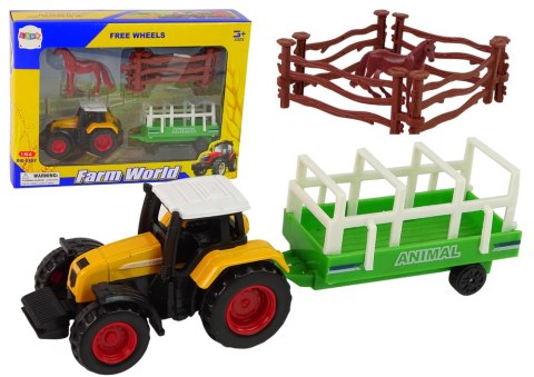 Zestaw Farma Traktor Przyczepa Koń 1:64 LEAN Toys