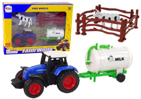 Zestaw Farma Traktor Zbiornik Na Mleko Krowa 1:64 LEAN Toys