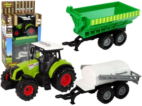 Zestaw Traktor z Maszynami Przyczepa Cysterna Dźwięki LED LEAN Toys