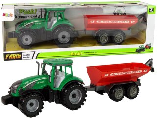 Zielony Traktor z Czerwoną Przyczepką Napęd Frykcyjny LEAN Toys