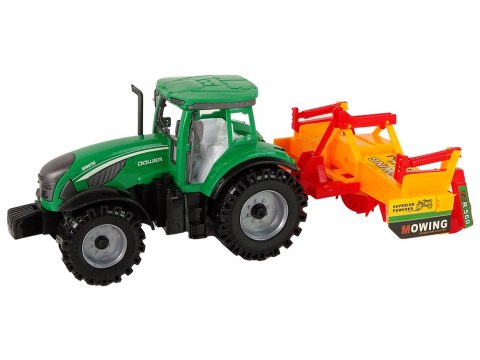 Zielony Traktor z Pomarańczowym Kultywatorem Napęd dla Dzieci LEAN Toys