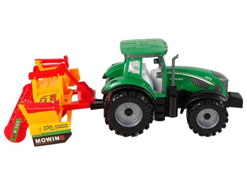 Zielony Traktor z Pomarańczowym Kultywatorem Napęd dla Dzieci LEAN Toys