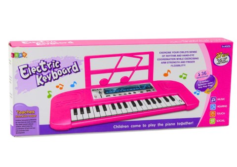 Elektryczne Pianinko Dla Dzieci 36 Melodii Różowe LEAN Toys