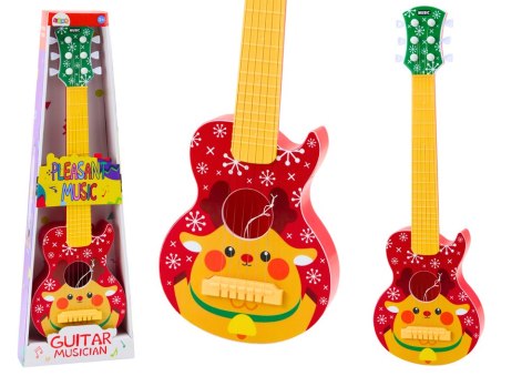 Gitara Zabawkowa Dla Dzieci Regulacja Strun Renifer Czerwona LEAN Toys