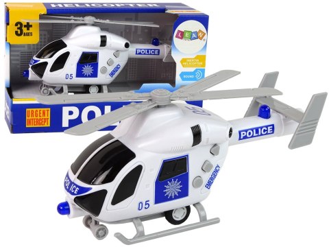 Helikopter Policyjny Biały Dźwięk Światła Śmigła LEAN Toys