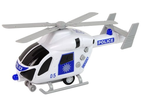 Helikopter Policyjny Biały Dźwięk Światła Śmigła LEAN Toys