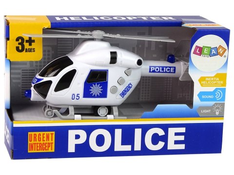 Helikopter Policyjny Biały Dźwięk Światła Śmigła LEAN Toys