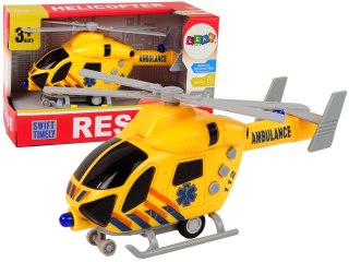 Helikopter Ratunkowy Ambulans Żółty Dźwięk Światła Śmigła LEAN Toys