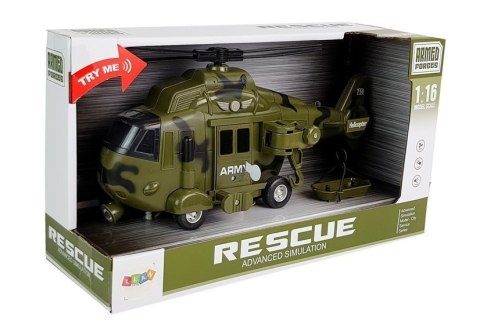 Helikopter Wojskowy Ratunkowy 1:16 Hak Dźwięk Światła LEAN Toys