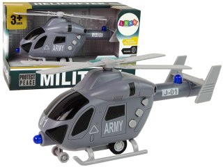 Helikopter Wojskowy Szary Dźwięk Światła Śmigła LEAN Toys